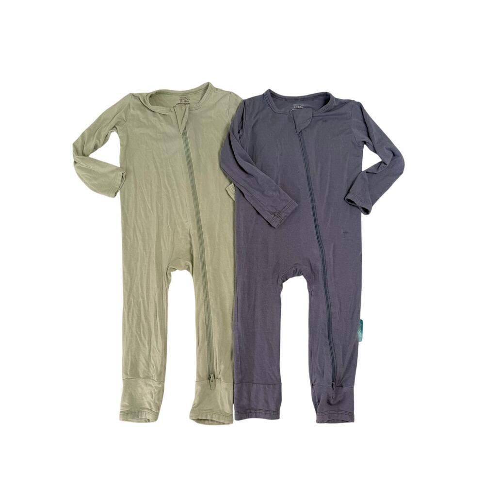 PurComfy Bamboo Baby Footless Zippered Pajama Bundle Size 12-18 Months